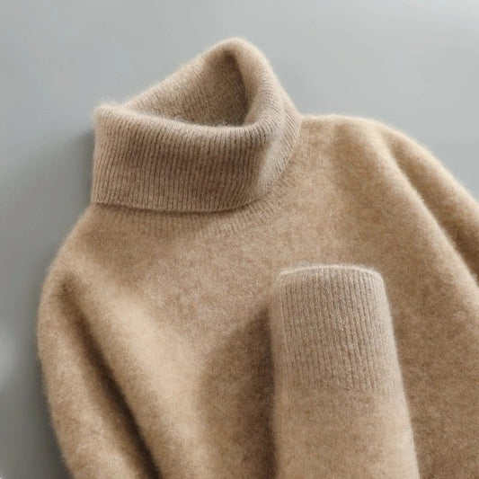 Maglione Donna Dolcevita a Coste con Maniche Lunghe