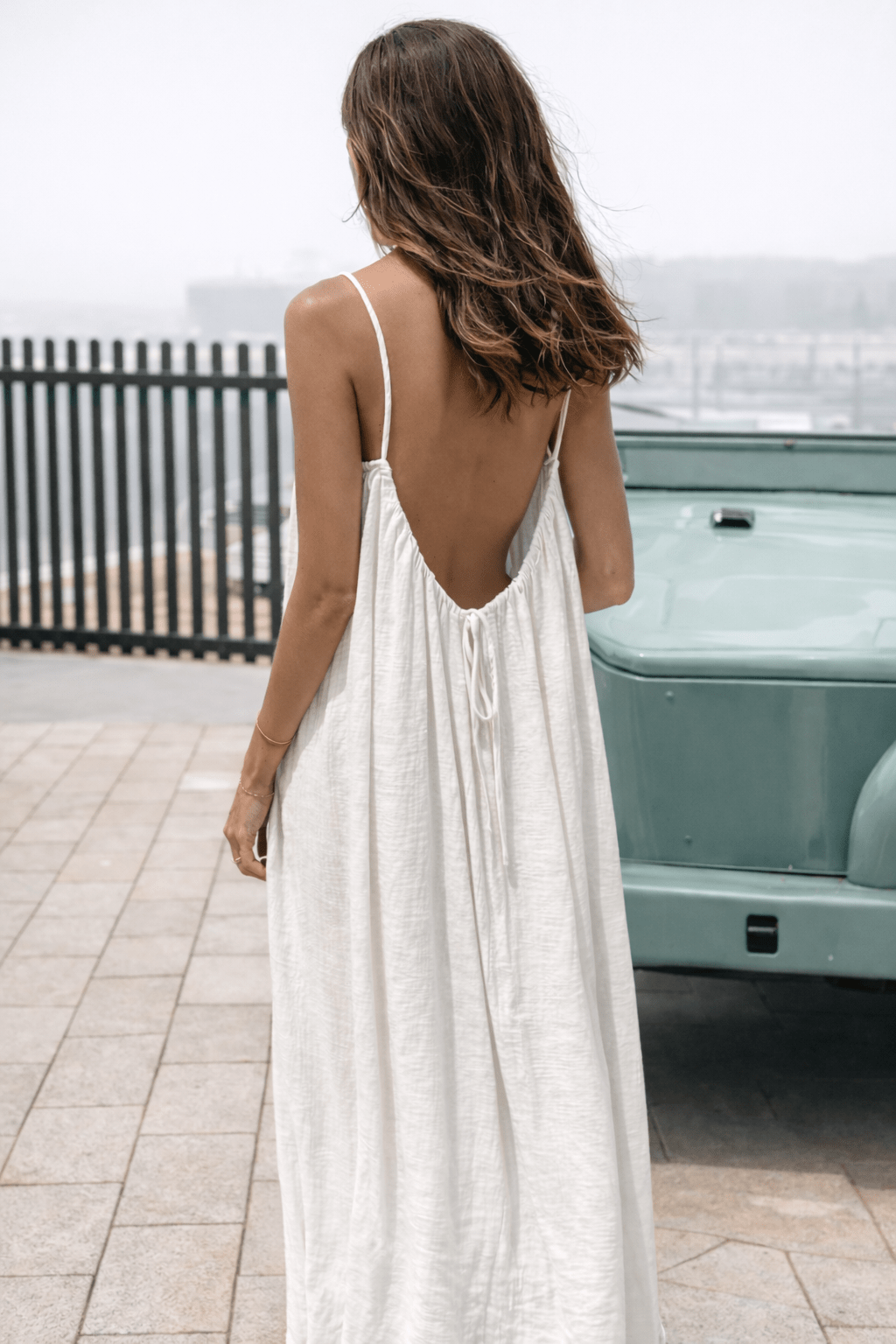 Vestito Maxi Donna Schiena Scoperta Regolabile Effetto Fluido