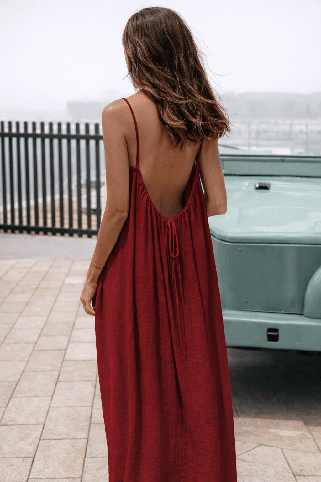 Vestito Maxi Donna Schiena Scoperta Regolabile Effetto Fluido