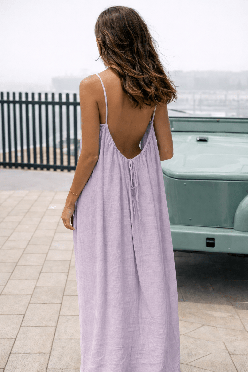 Vestito Maxi Donna Schiena Scoperta Regolabile Effetto Fluido