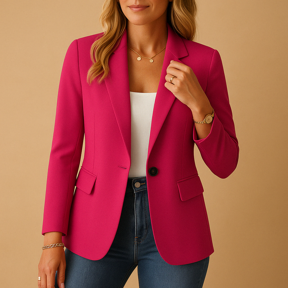Blazer Slim Fit Donna con Revers a Punta e Chiusura a Doppio Bottone