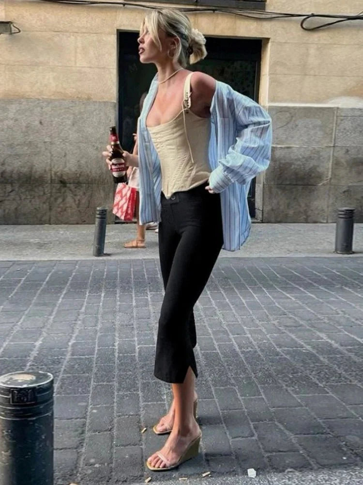 Pantaloni Slim Fit Donna – Lunghezza Tre Quarti, Adatti per Uso Casual e Lavoro