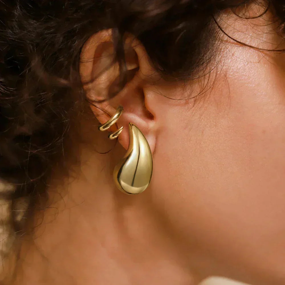 Orecchini Donna a Goccia Placcati Oro in Acciaio Inossidabile