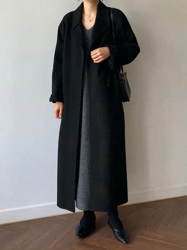 Cappotto Donna in Misto Lana, Lungo dal Taglio Classico