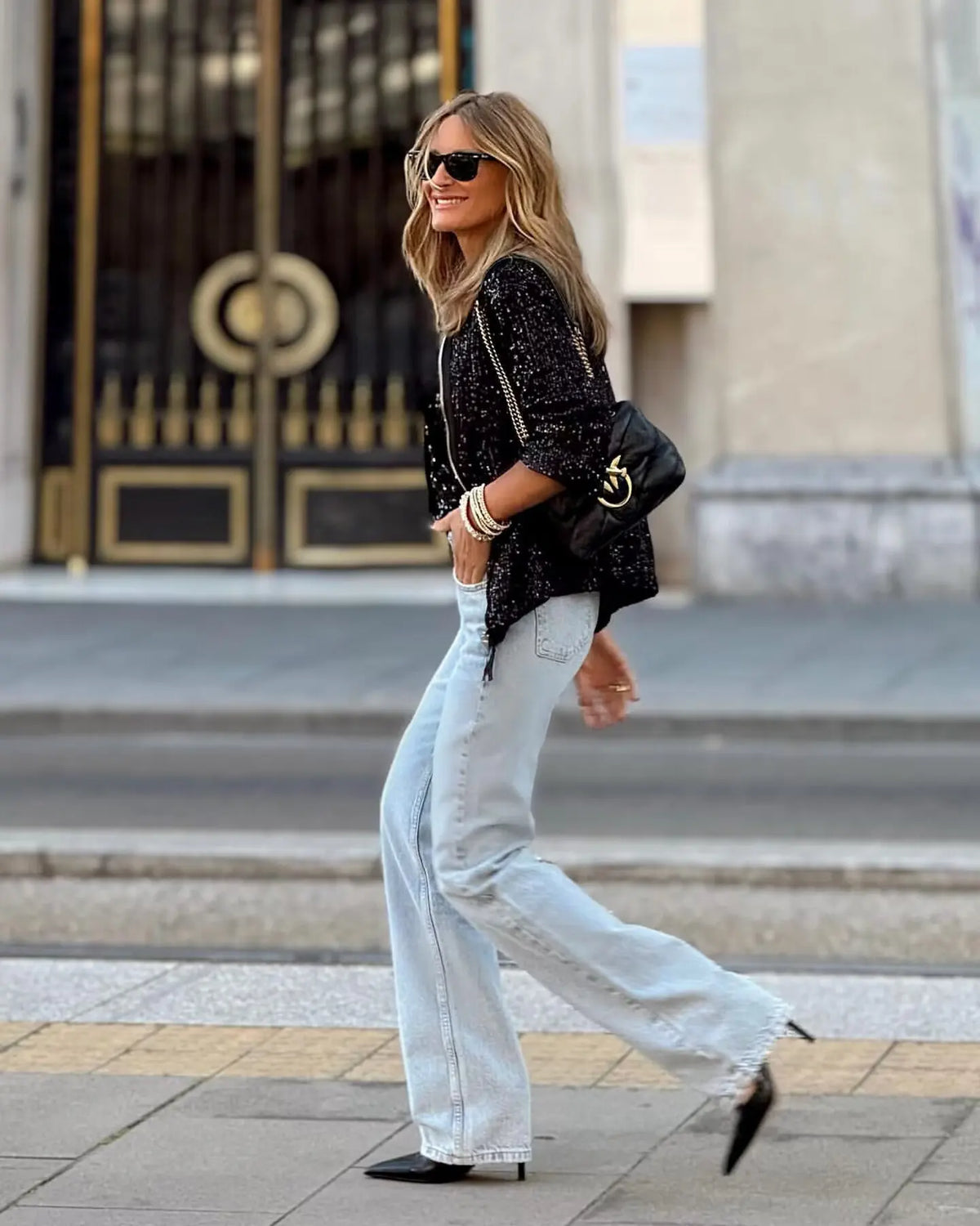 Blazer Donna con Paillettes, Vestibilità Regular