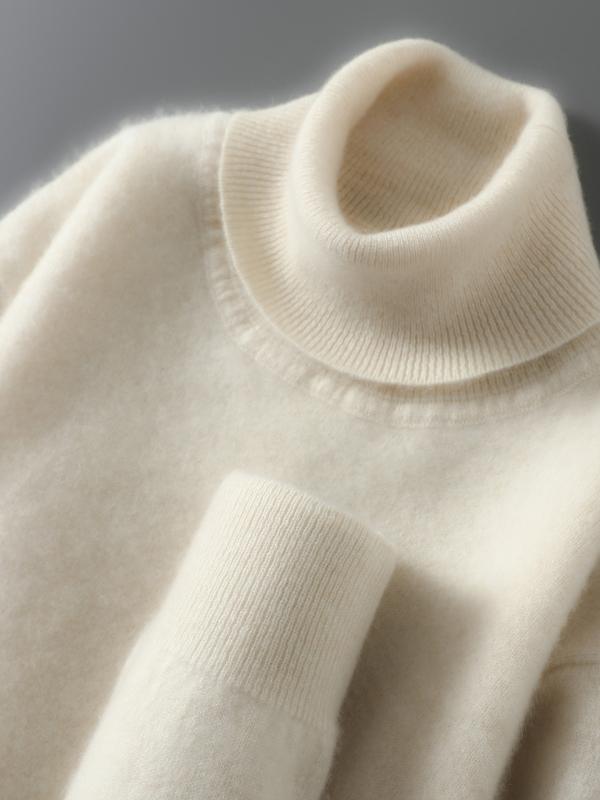 Maglione Donna Dolcevita a Coste con Maniche Lunghe