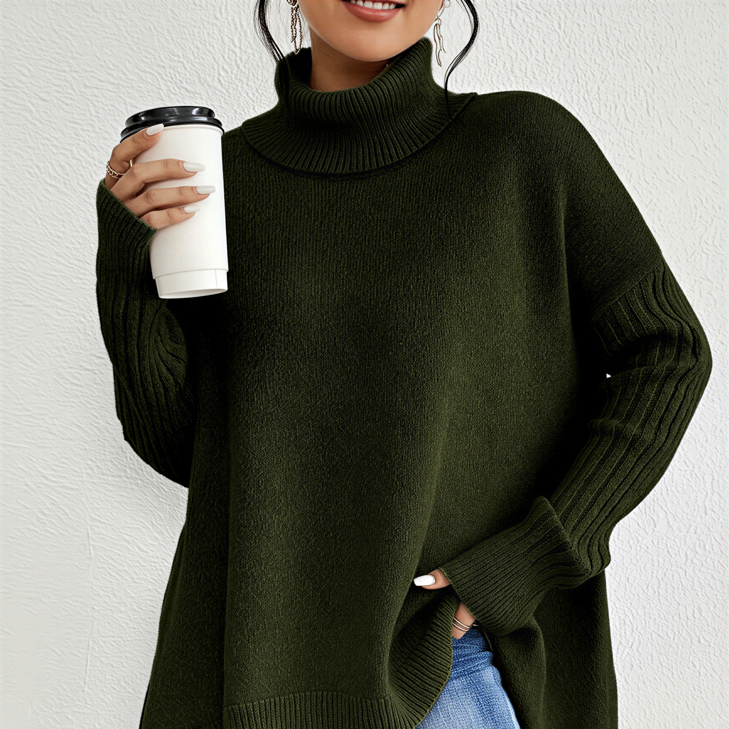 Donna - Maglia a collo alto - Vestibilità oversize