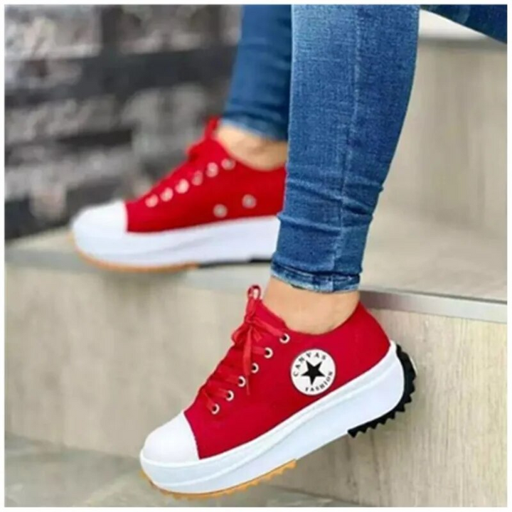 Sneakers Donna Platform in Tela con Suola Chunky