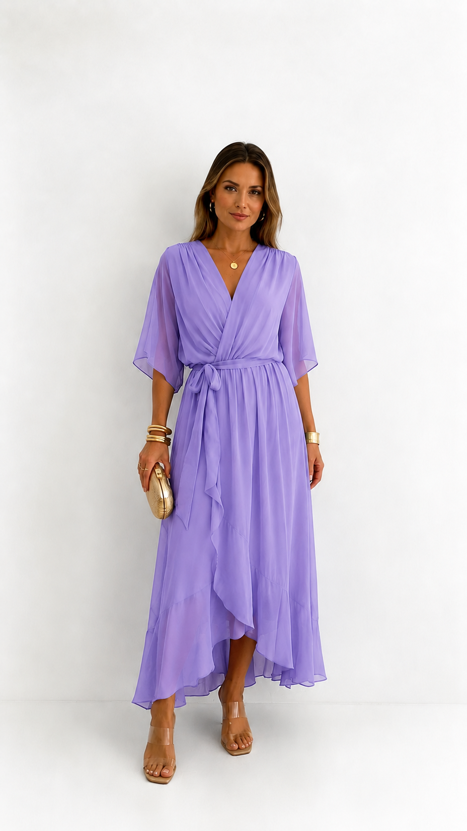 Abito Elegante da Donna a Portafoglio in Chiffon