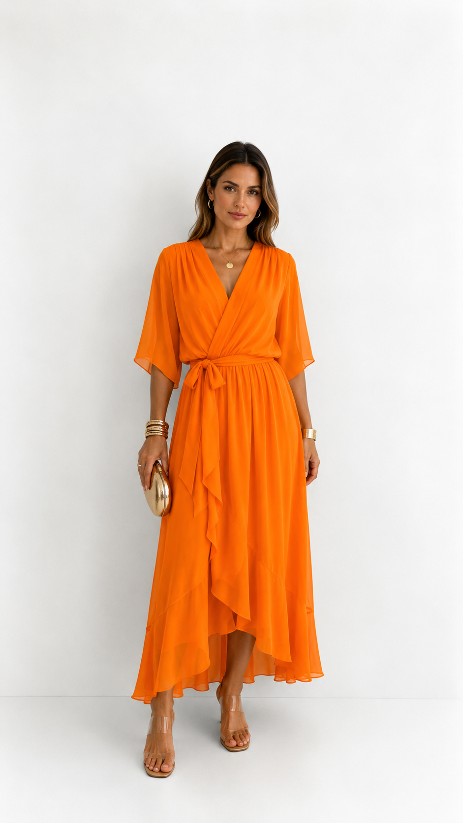 Abito Elegante da Donna a Portafoglio in Chiffon