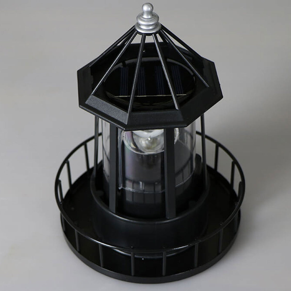 Vuurtoren Tafellamp op Zonne-energie met Roterende LED en Ingebouwd Zonnepaneel