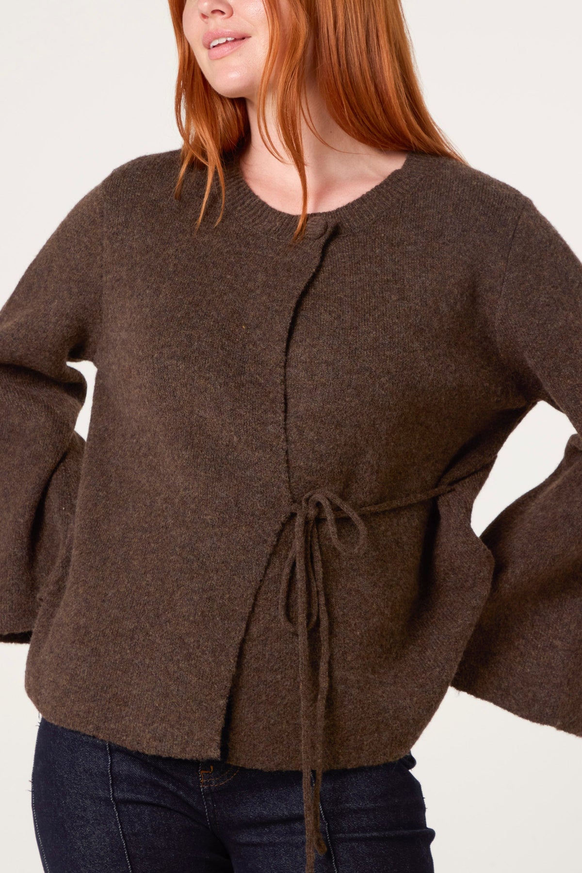 Cardigan Donna Morbido con Fiocco Laterale