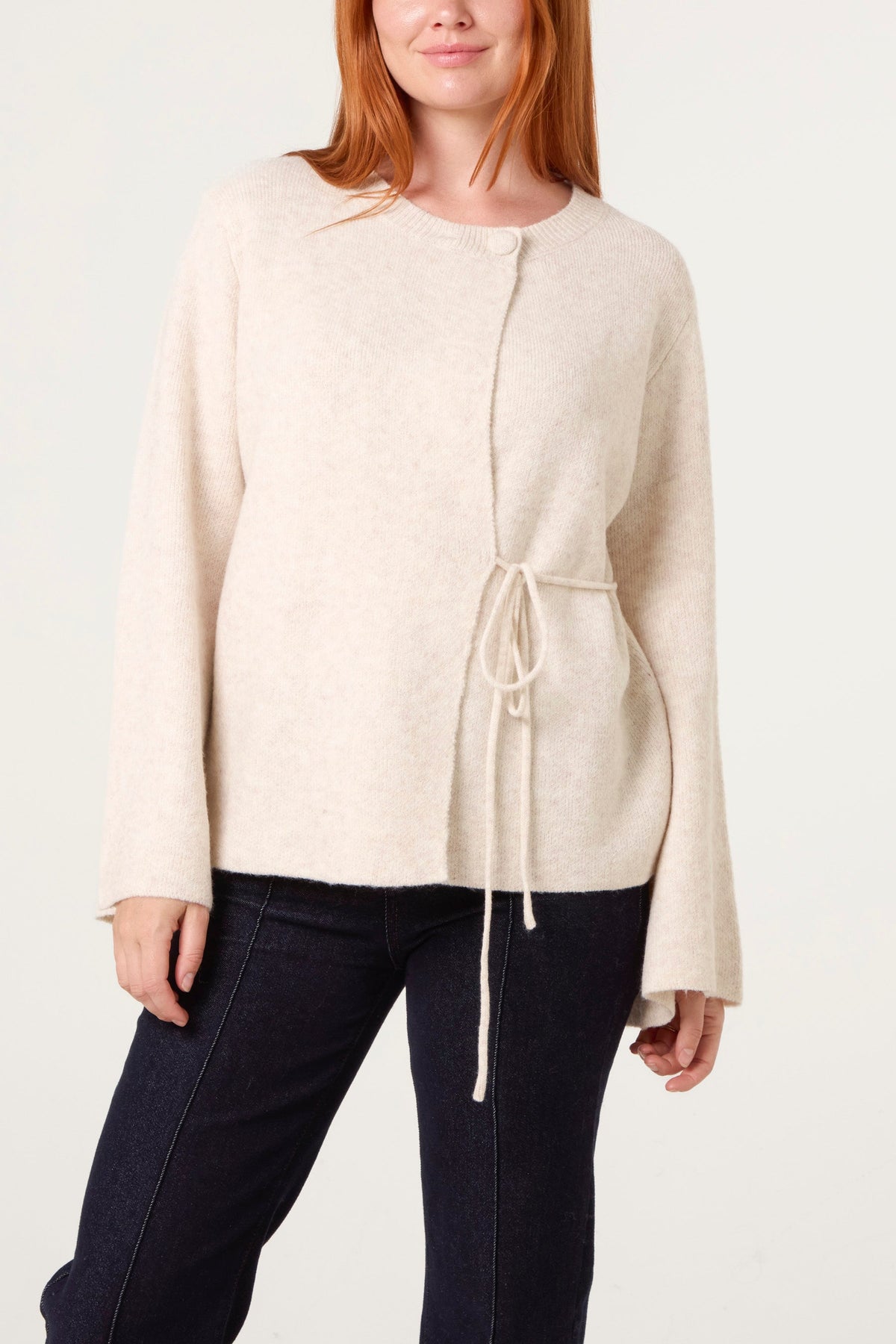 Cardigan Donna Morbido con Fiocco Laterale