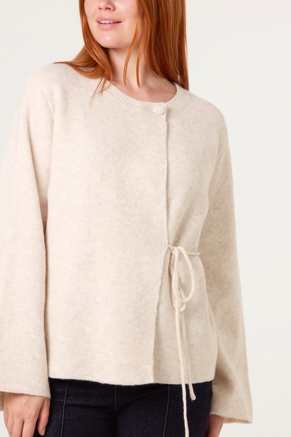 Cardigan Donna Morbido con Fiocco Laterale
