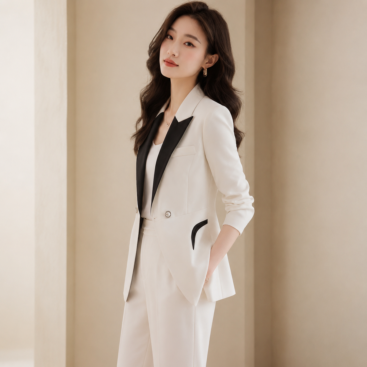 Blazer Femminile Scollo Sottile – Design Asimmetrico, Adatto per Lavoro e Uso Casual