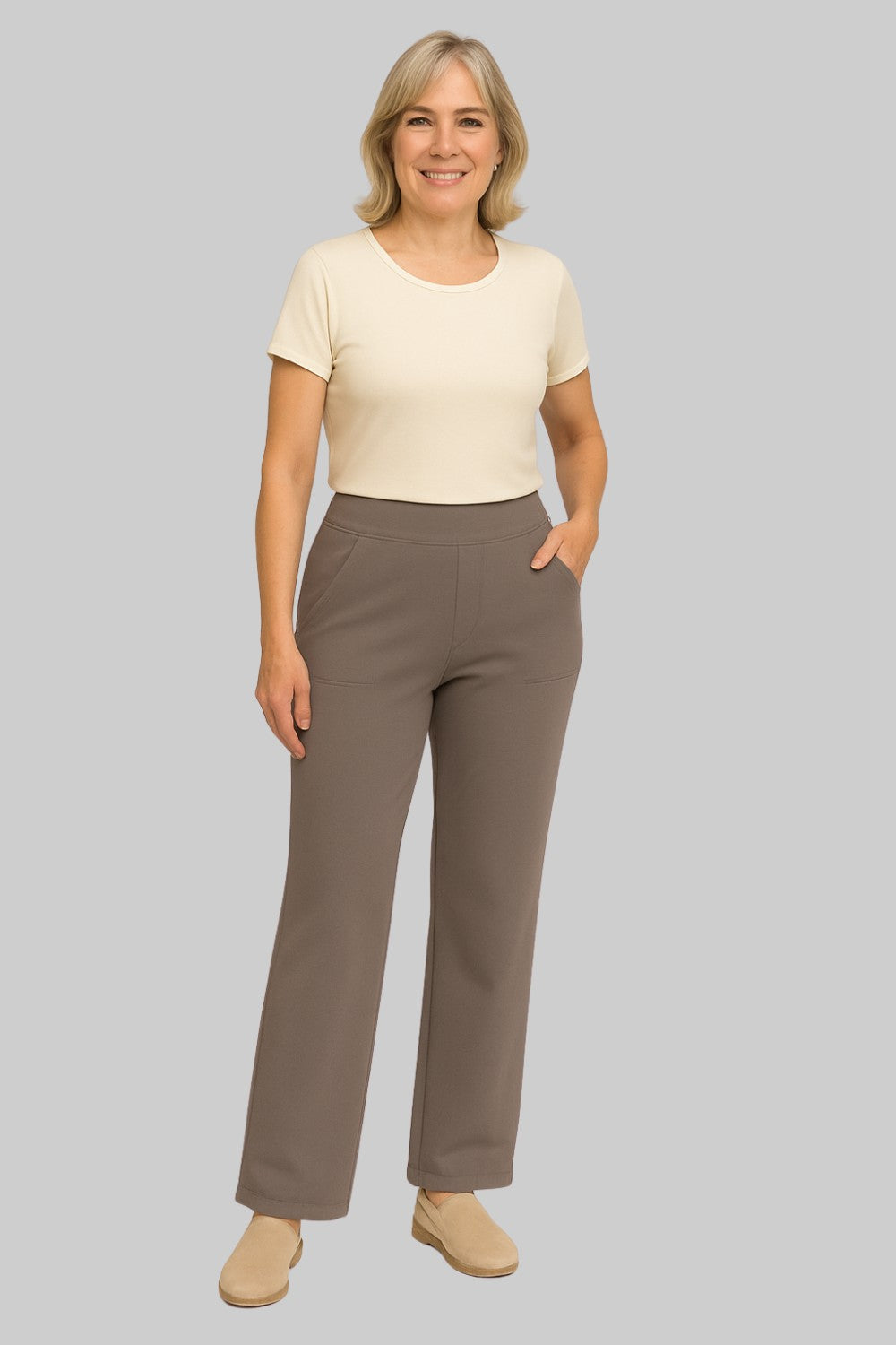 Pantaloni Donna Elasticizzati Vita Alta Comfort Fit