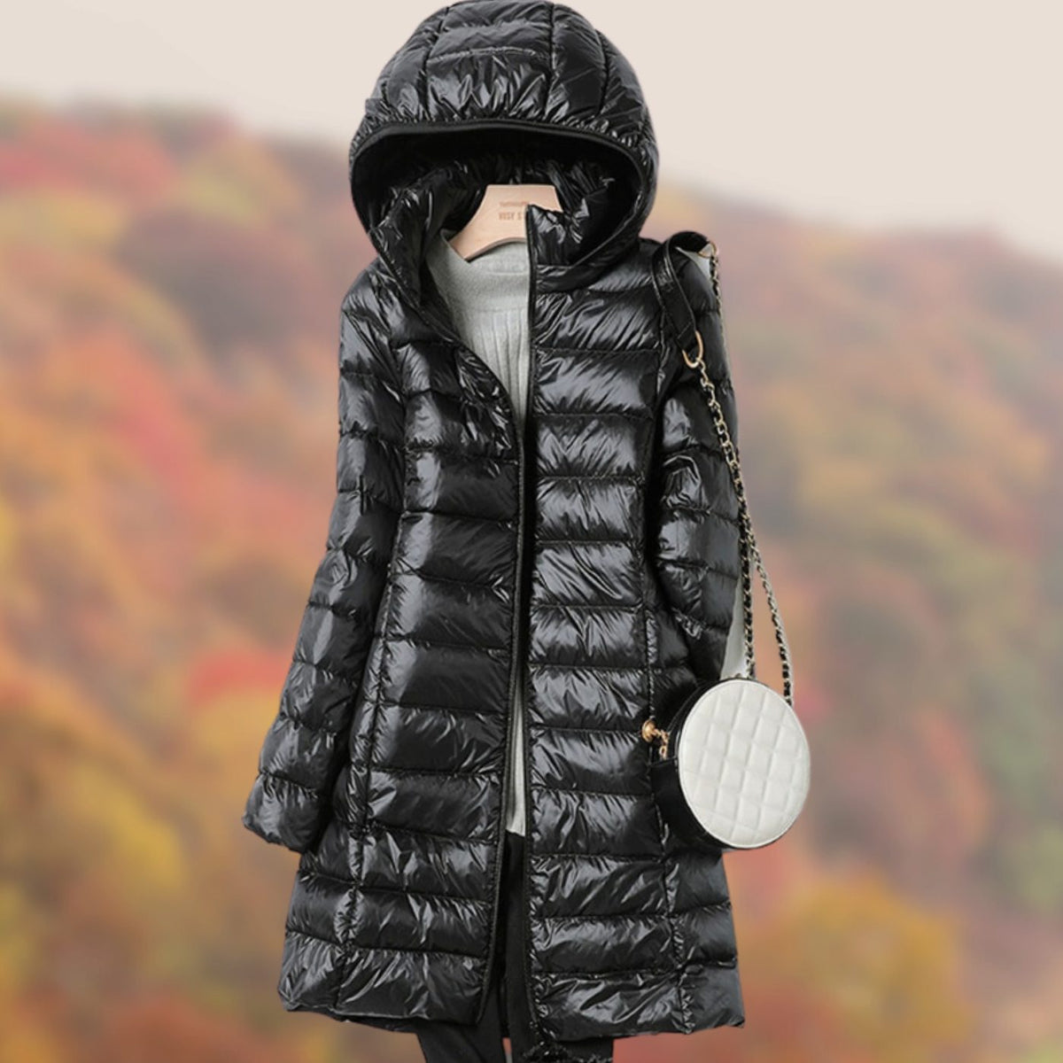 Piumino Lungo Donna con Cappuccio Slim Fit Imbottito