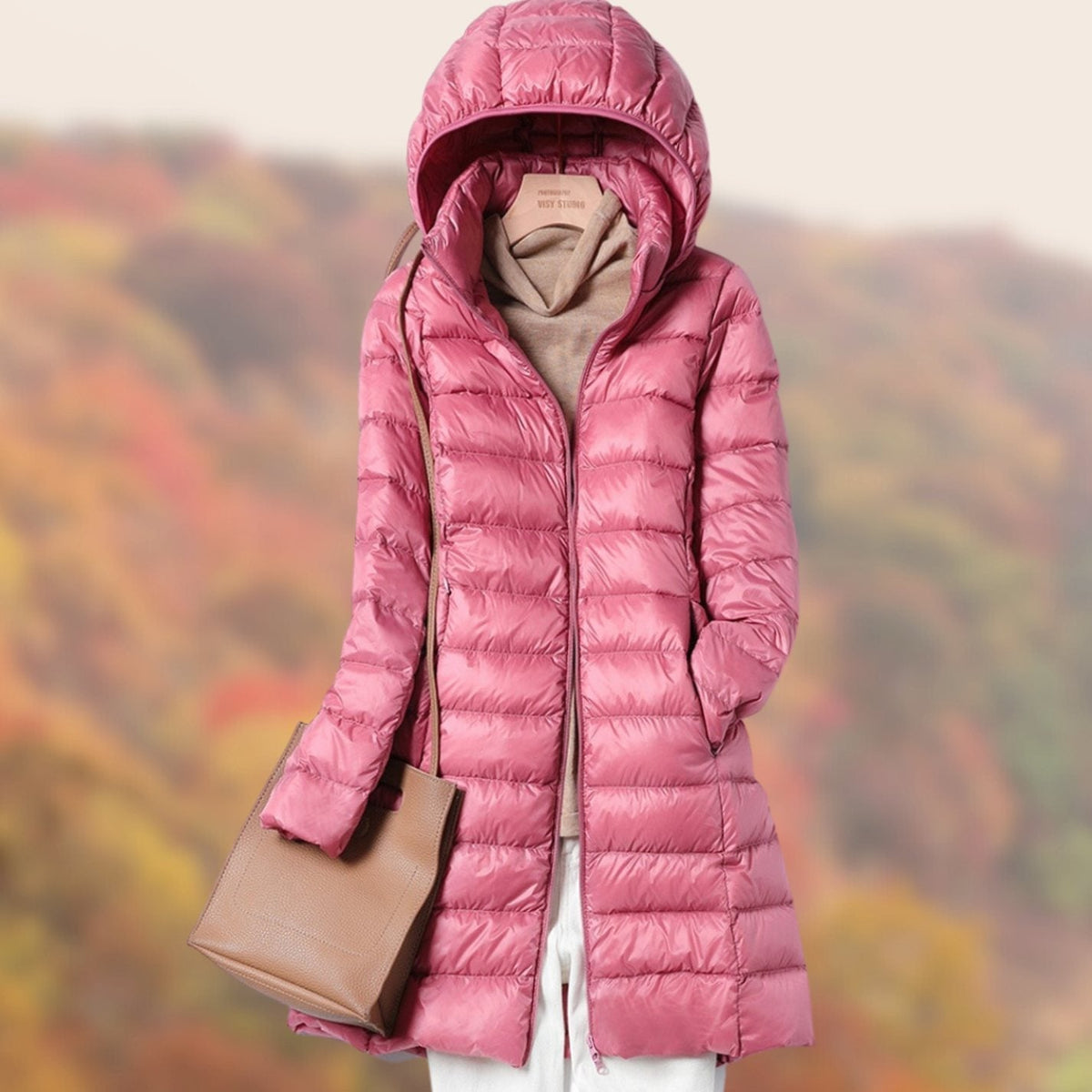 Piumino Lungo Donna con Cappuccio Slim Fit Imbottito