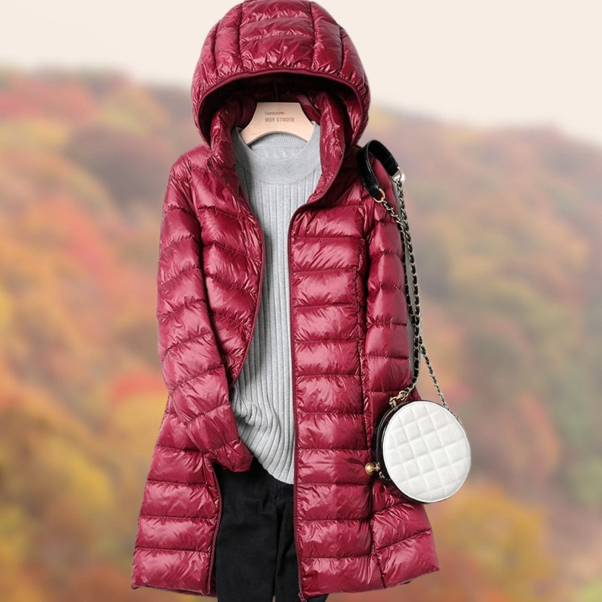 Piumino Lungo Donna con Cappuccio Slim Fit Imbottito