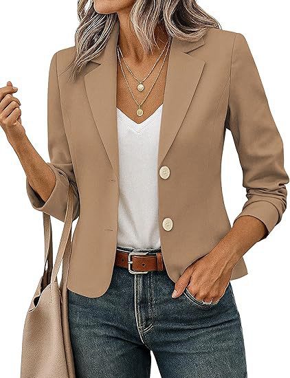 Blazer Donna Corto Sartoriale con Bottoni Decorativi e Manica 3/4