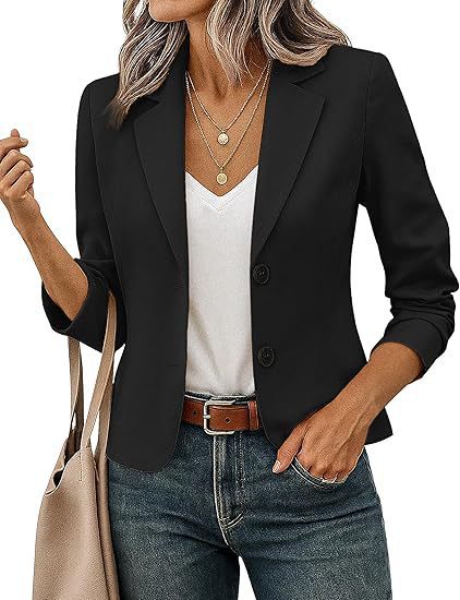 Blazer Donna Corto Sartoriale con Bottoni Decorativi e Manica 3/4
