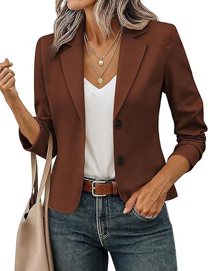 Blazer Donna Corto Sartoriale con Bottoni Decorativi e Manica 3/4
