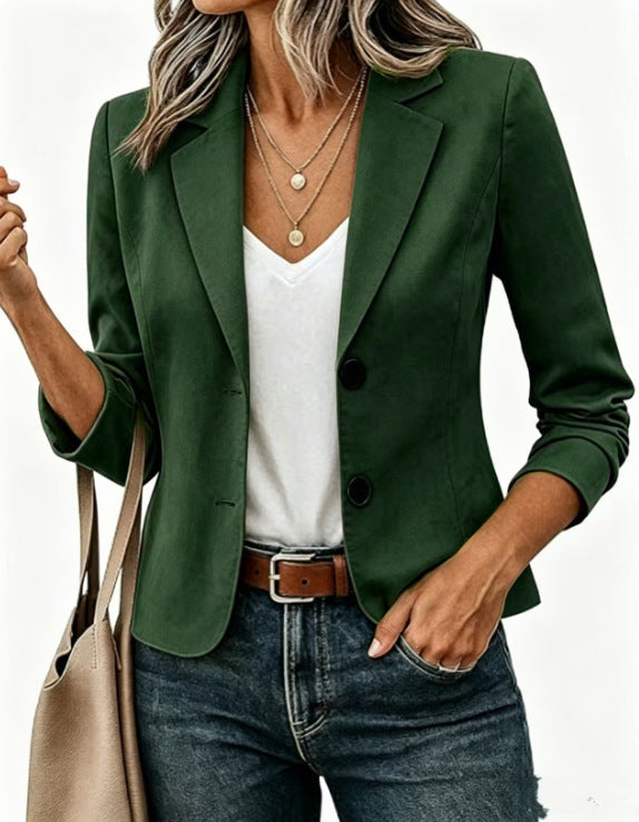 Blazer Donna Corto Sartoriale con Bottoni Decorativi e Manica 3/4