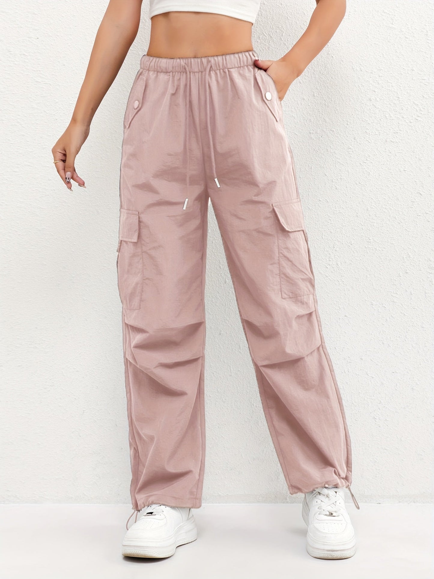 Pantaloni Cargo Donna con Coulisse - Pantaloni Casual Estivi con Tasche