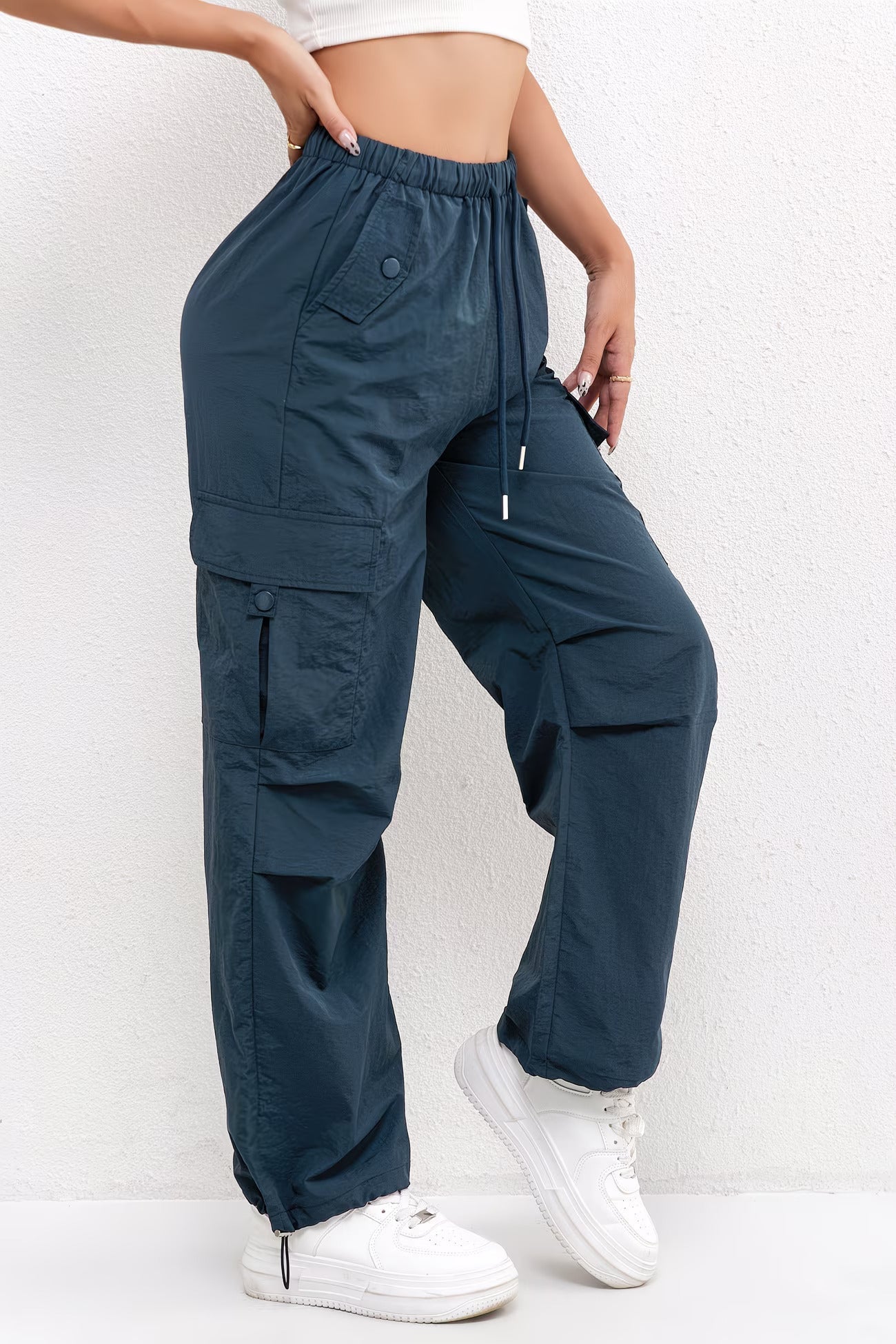Pantaloni Cargo Donna con Coulisse - Pantaloni Casual Estivi con Tasche