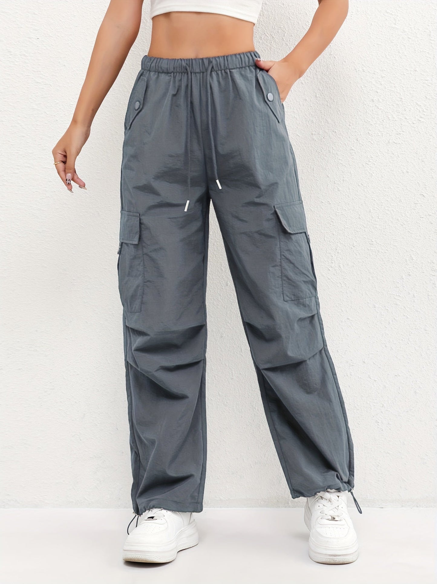 Pantaloni Cargo Donna con Coulisse - Pantaloni Casual Estivi con Tasche