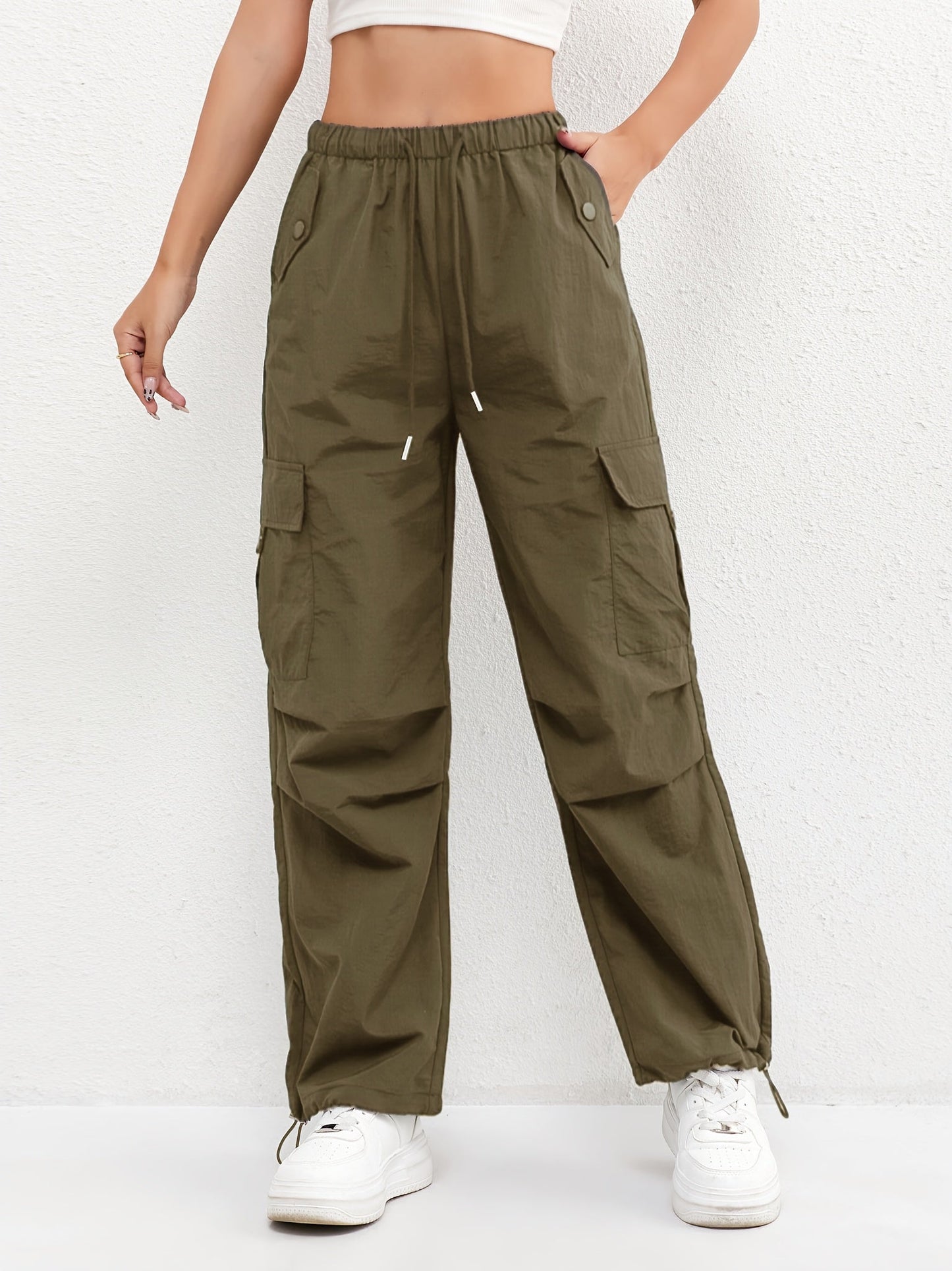 Pantaloni Cargo Donna con Coulisse - Pantaloni Casual Estivi con Tasche