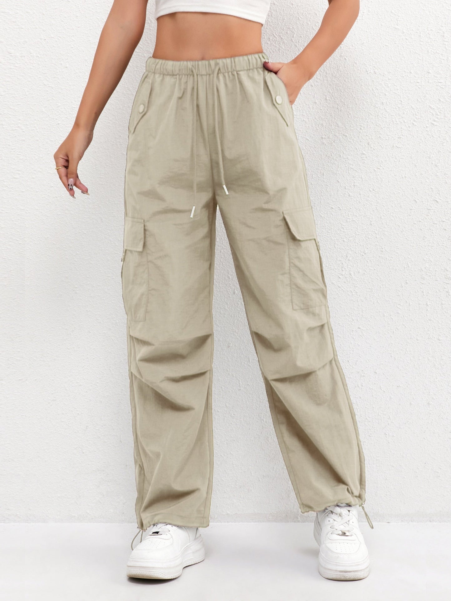 Pantaloni Cargo Donna con Coulisse - Pantaloni Casual Estivi con Tasche