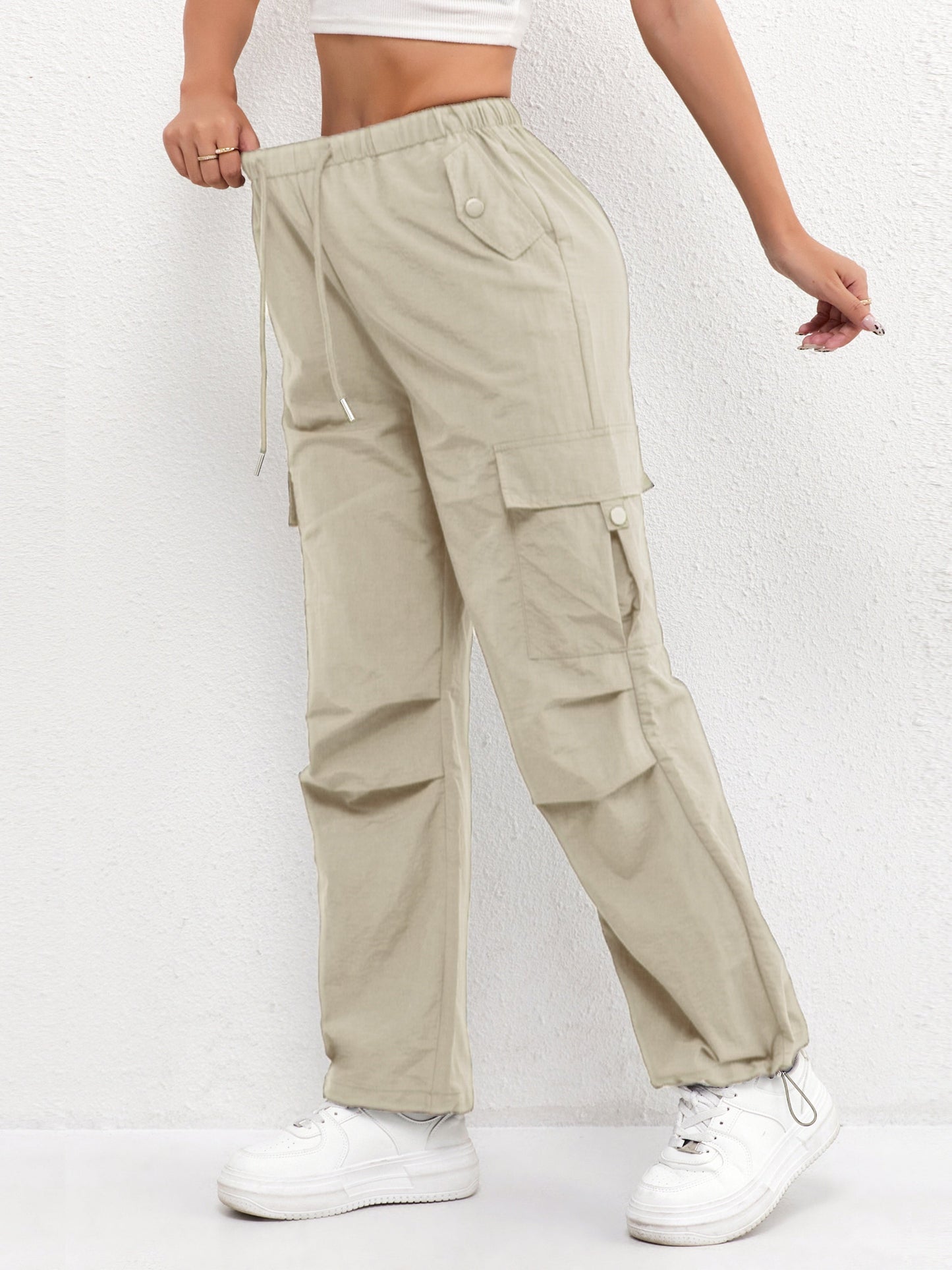 Pantaloni Cargo Donna con Coulisse - Pantaloni Casual Estivi con Tasche