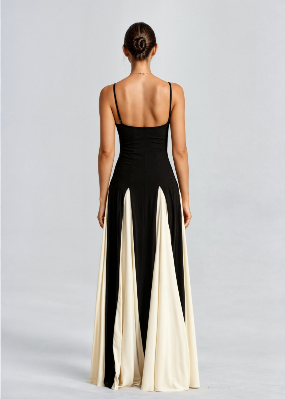 Abito Maxi Donna Elegante Bianco e Nero