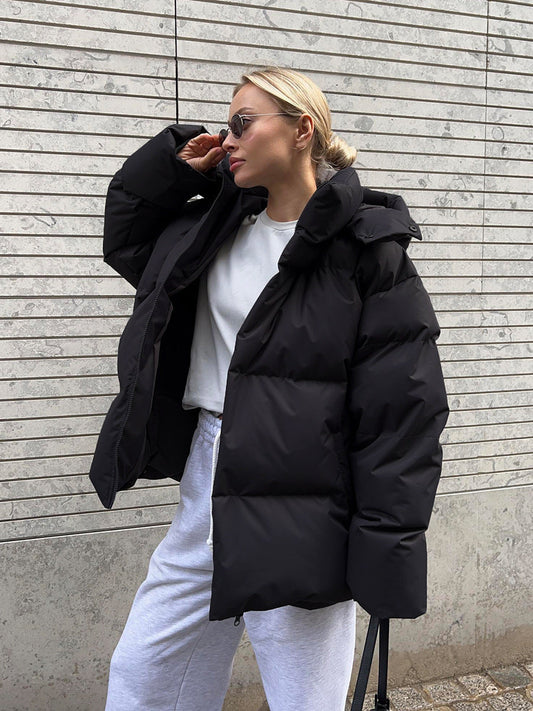 Piumino Donna Trapuntato con Cappuccio e Zip Frontale