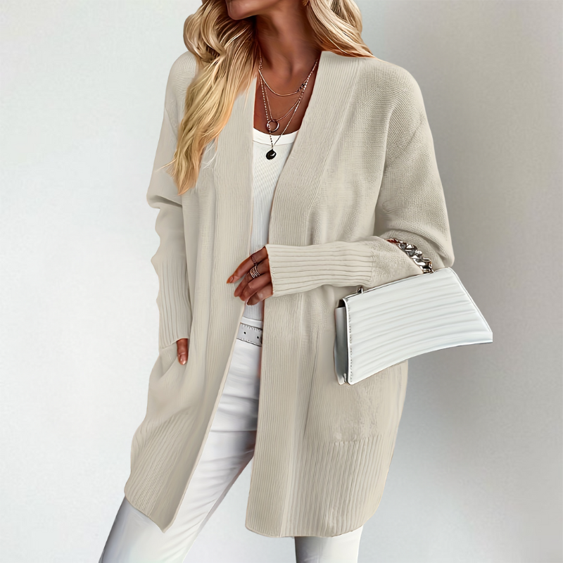 Cardigan Donna Aperto Maniche Lunghe in Maglia