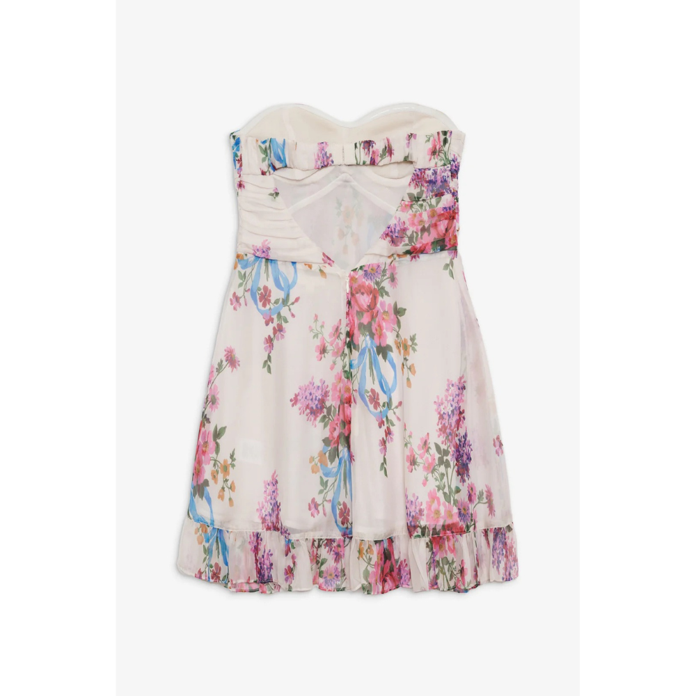 Vestito Donna Mini Floreale Senza Spalline da Cerimonia