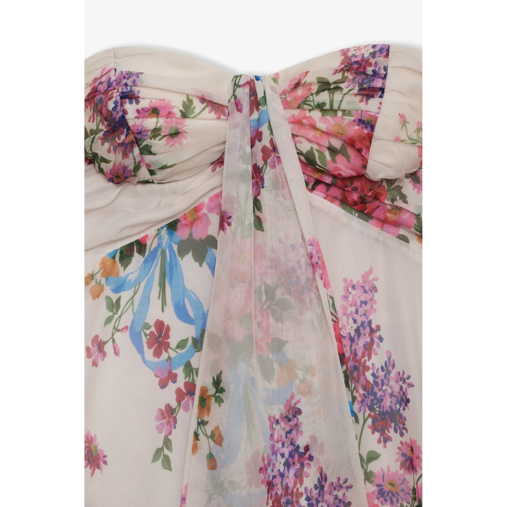 Vestito Donna Mini Floreale Senza Spalline da Cerimonia