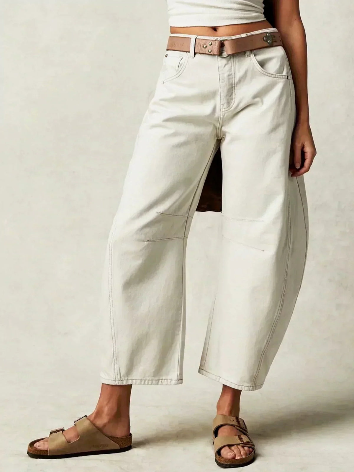 Jeans Donna a Gamba Larga Vita Alta in Denim