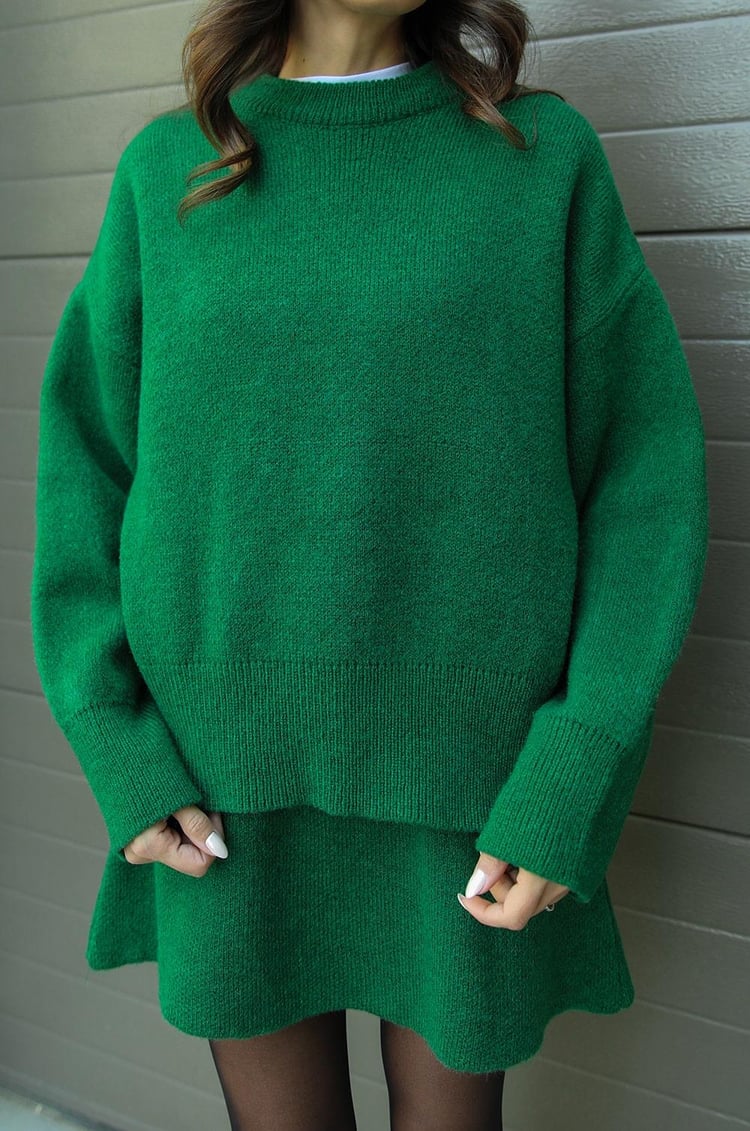 Completo Donna Maglione Oversize e Gonna in Misto Lana
