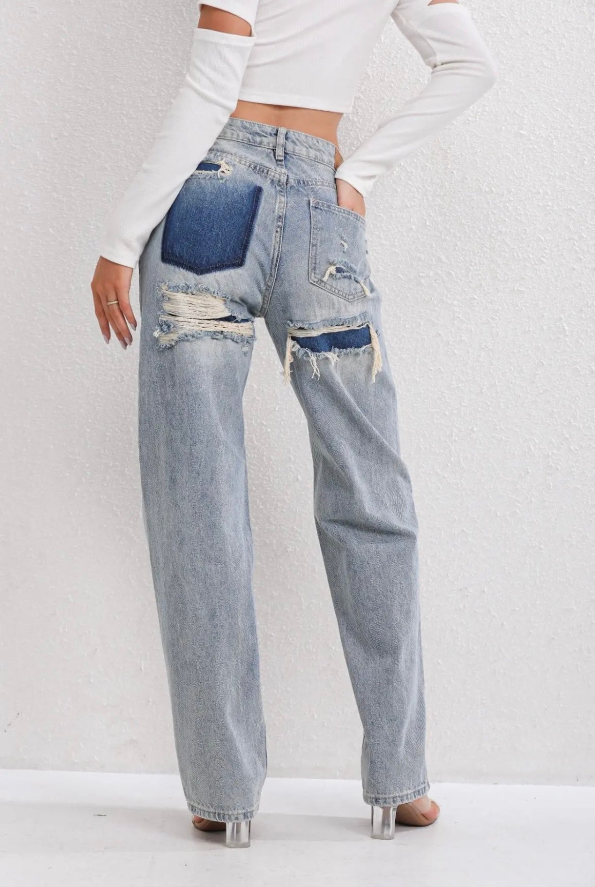 Pantaloni Slim Fit Donna – Look Vintage con Strappi, Adatti per Uso Casual e Quotidiano